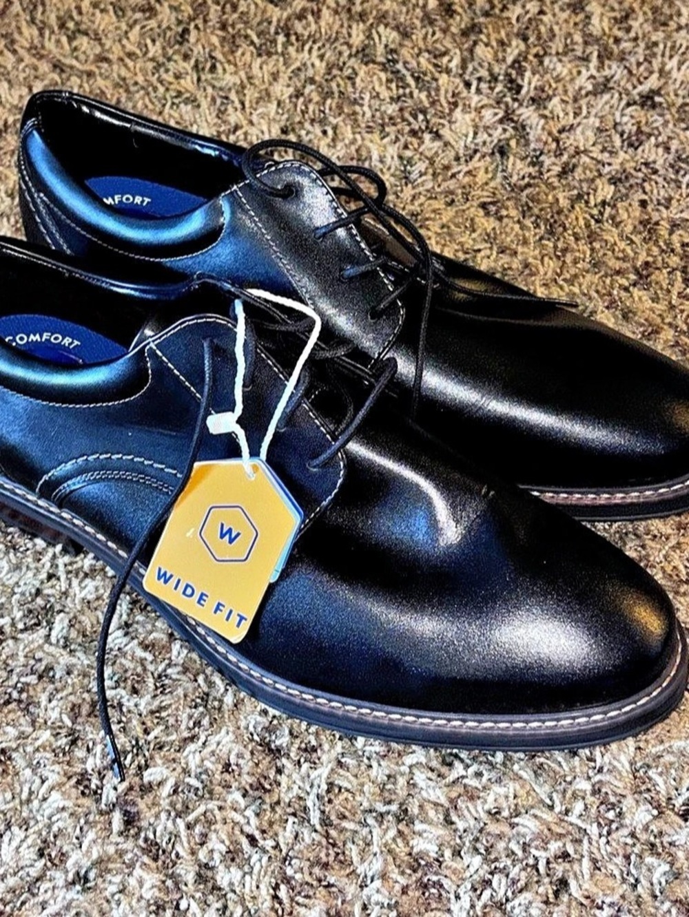 Nunn Bush Dress Shoes Mens 10 Wide Black 81417-001 Oxford Plain Leather Lace Up